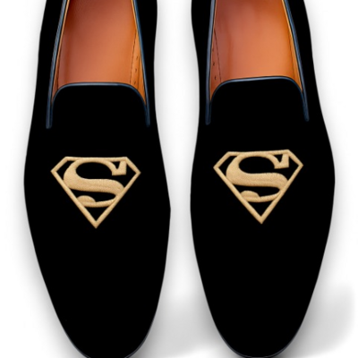 Crafted leather velvet loafers men shoes black 