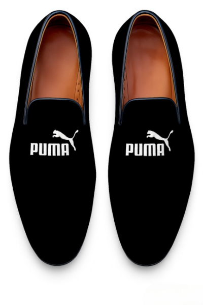 Crafted Leather Velvet Loafers Shoes Black 