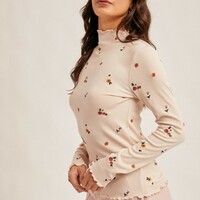 Ribbed Floral Top - Thumbnail 1