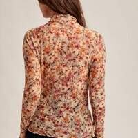 Floral Print Mesh Top - Thumbnail 2