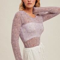 Floral Print Mesh Top - Thumbnail 1
