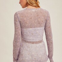 Floral Print Mesh Top - Thumbnail 2