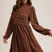 Mocha Lace Dress - Thumbnail 3