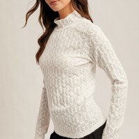 Lace Mock Neck Top - Thumbnail 1