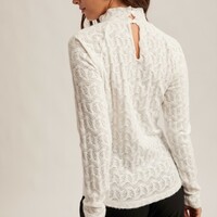 Lace Mock Neck Top - Thumbnail 2
