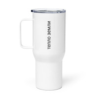 Large White Thermal Travel Mug with Handle-Spill-Resistant Clear Lid - Thumbnail 1