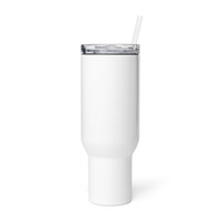 Large White Thermal Travel Mug with Handle-Spill-Resistant Clear Lid - Thumbnail 3