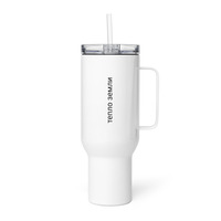 Large White Thermal Travel Mug with Handle-Spill-Resistant Clear Lid - Thumbnail 4