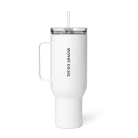 Large White Thermal Travel Mug with Handle-Spill-Resistant Clear Lid - Thumbnail 5