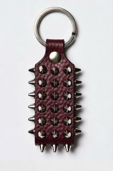 Beautiful Silver Cone Studed Keychain in Brown and Purple Color