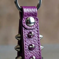 Beautiful Silver Cone Studed Keychain in Brown and Purple Color - Thumbnail 2
