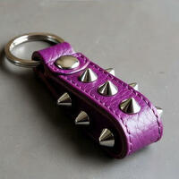 Beautiful Silver Cone Studed Keychain in Brown and Purple Color - Thumbnail 3