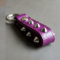 Beautiful Silver Cone Studed Keychain in Brown and Purple Color - Thumbnail 4