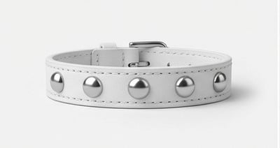 1-Row White Leather Dome Stud Wristband Handmade Punk Bracelet