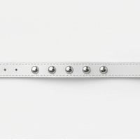 1-Row White Leather Dome Stud Wristband Handmade Punk Bracelet - Thumbnail 2