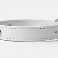 1-Row White Leather Dome Stud Wristband Handmade Punk Bracelet - Thumbnail 5