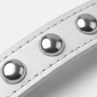 1-Row White Leather Dome Stud Wristband Handmade Punk Bracelet - Thumbnail 7