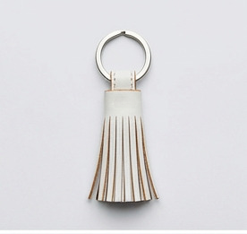 Beautiful White Leather Tassel Keychain – Handmade