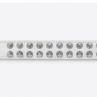  2-Row Standard Cone Stud Bracelet Made in White Leather Handmade Punk Bracelet - Thumbnail 2