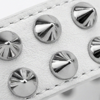  2-Row Standard Cone Stud Bracelet Made in White Leather Handmade Punk Bracelet - Thumbnail 7
