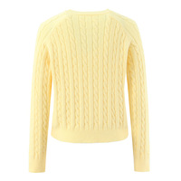 Retro twisted rope blend round neck long-sleeved knit sweater - Thumbnail 1