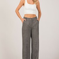 Herringbone Wide Leg Trouser - Thumbnail 1