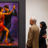 Tango Passion Red Dress Dance Painting in Bold Brushstrokes - Thumbnail 1