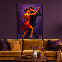 Tango Passion Red Dress Dance Painting in Bold Brushstrokes - Thumbnail 4