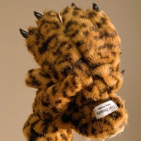 Leopard Nail Gloves Plush Gloves - Thumbnail 4