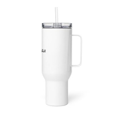 Large White Thermal Travel Mug with Handle-Spill-Resistant Clear Lid