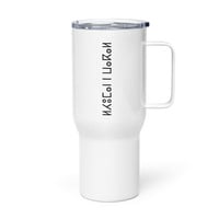 Large White Thermal Travel Mug with Handle-Spill-Resistant Clear Lid - Thumbnail 3
