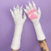 Animal Claw Nail Gloves Long Plush Gloves - Thumbnail 3