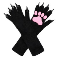 Animal Claw Nail Gloves Long Plush Gloves - Thumbnail 5