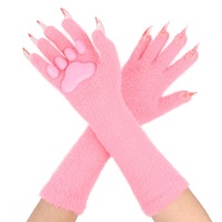 Animal Claw Nail Gloves Long Plush Gloves - Thumbnail 4