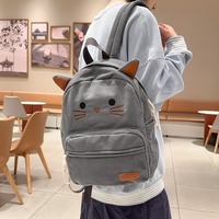 Cuet Cat Ears Corduroy Backpack - Thumbnail 3