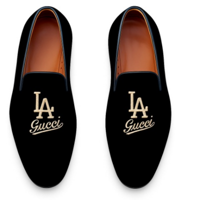 Crafted leather velvet '' ‘gg la dodgers '' loafers shoes black