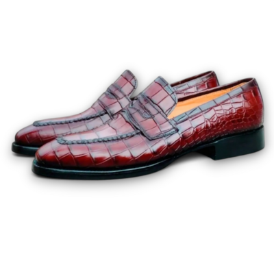 Crafted leather men’s handmade brown crocodile/alligator leather dress shoes