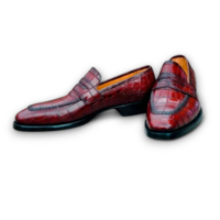 Crafted Leather Men’s Handmade Brown Crocodile Leather Moccasin Loafers Dress Shoes - Thumbnail 1