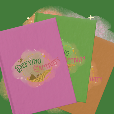 Rule-lined hardcover animal-friendly defying captivity logo journal 