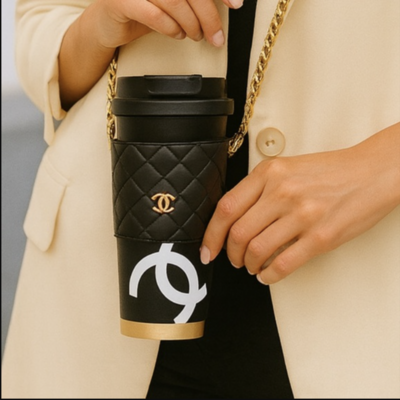Luxury quilted tumbler with gold chain