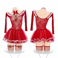 Christmas-themed provocative sheer mesh dress with reindeer design (tearable fabric) - Thumbnail 1