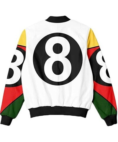 Men’s 8 Ball Pool White Bomber Leather Jacket – 90’s 8 Ball Jacket