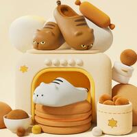 Cute Garfield Cat Fleece Slippers - Thumbnail 1