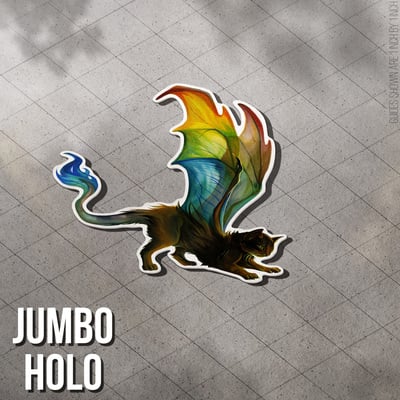 Cat dragon - jumbo holo sticker