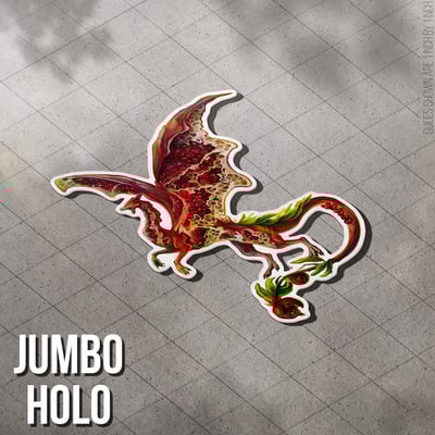 Pomegranate dragon - jumbo holo sticker