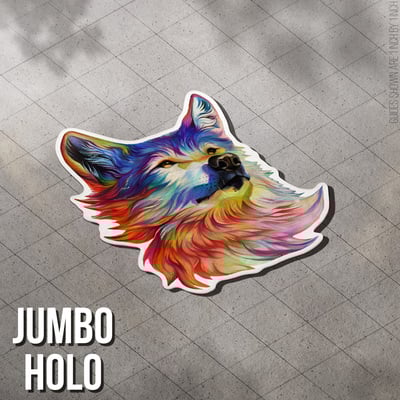 Rainbow wolf i - jumbo holo sticker