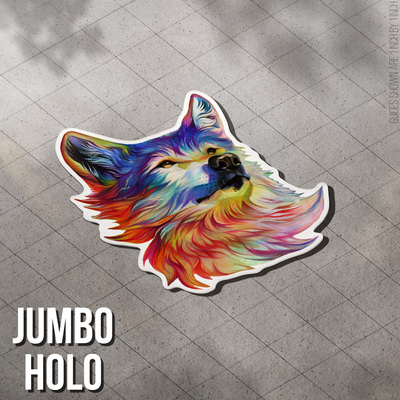 Rainbow Wolf I - Jumbo Holo Sticker