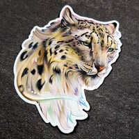 Snow Leopard Bust - Jumbo Holo Sticker - Thumbnail 1
