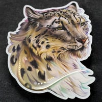 Snow Leopard Bust - Jumbo Holo Sticker - Thumbnail 2