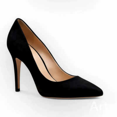 Crafted leather luxury handcrafted women’s high heel in black suede pointed toe dress shoes